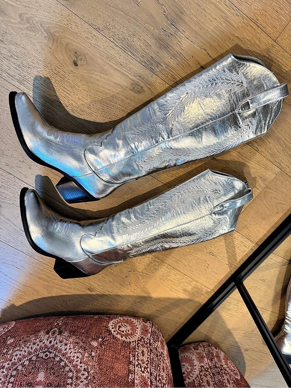 Metallic Silver Tall Western Cowboy Boots| Concert Festival Bachelorette